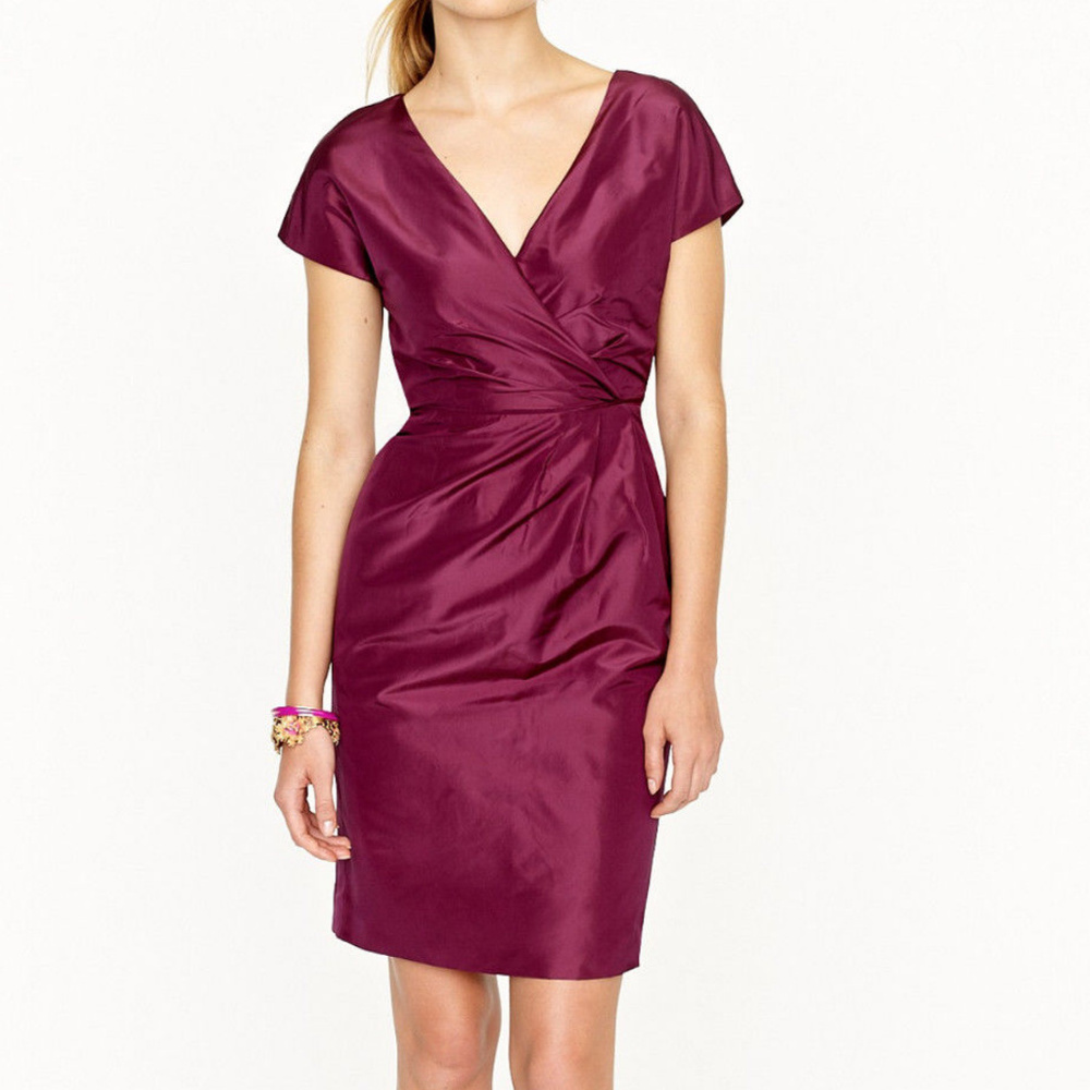 J CREW Lexa Dress in Silk Taffeta 6 NWT GREY